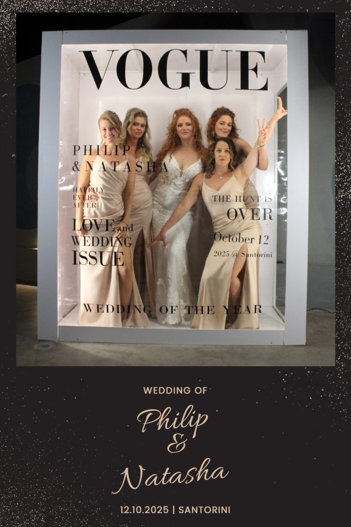 Magazine Booth for Santorini Wedding